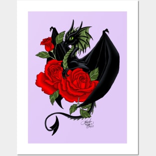 Black Dragon and Roses Posters and Art